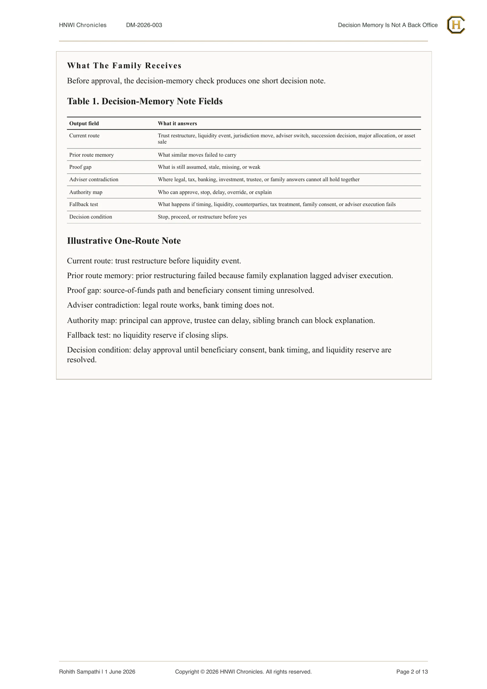 Page 3 of Decision Memory Is Not A Back Office